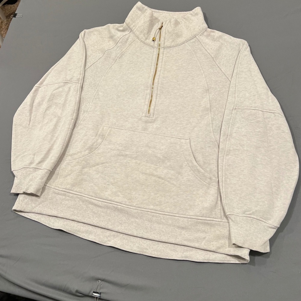Lululemon Scuba Oversized Funnel Neck Half Zip Gold Heathered Light Grey XL/XXL